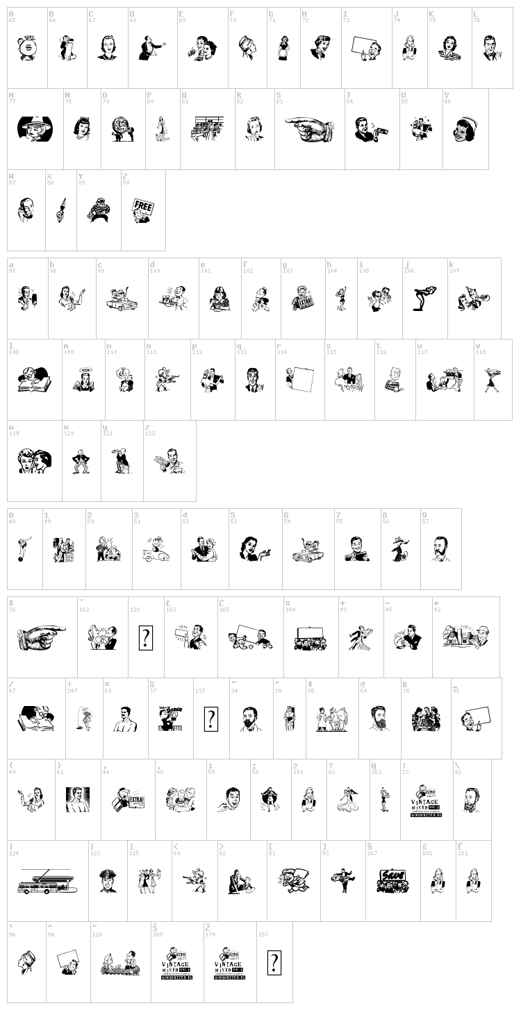Vintage Mixed vol1 font map